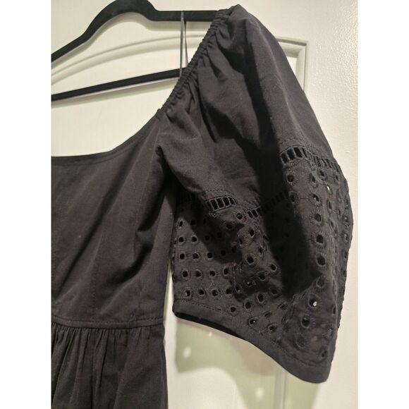 LA LIGNE Lulu Eyelet Midi Puff Sleeve Dress Size S Black NWT MSRP $450 - Picture 13 of 16